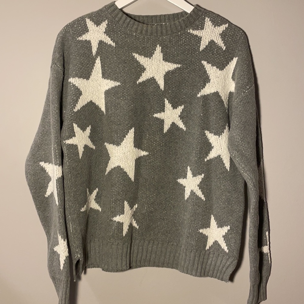 Medium Marled Gray Stars Sweater